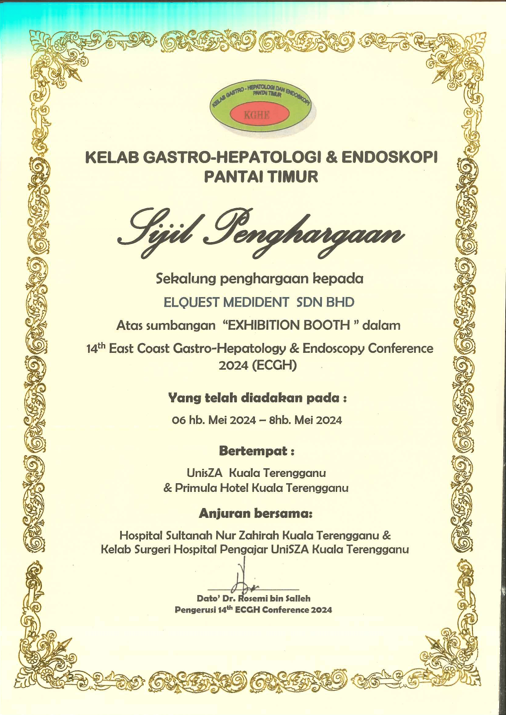 Elquest Medident certificate 9
