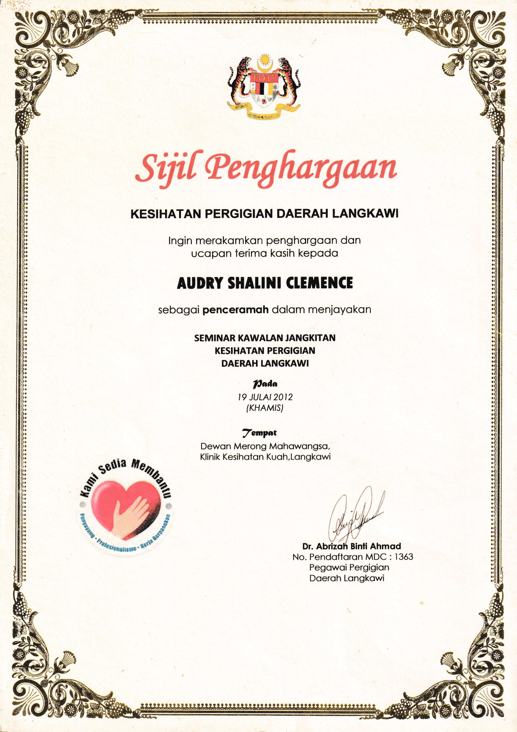 Elquest Medident certificate 22