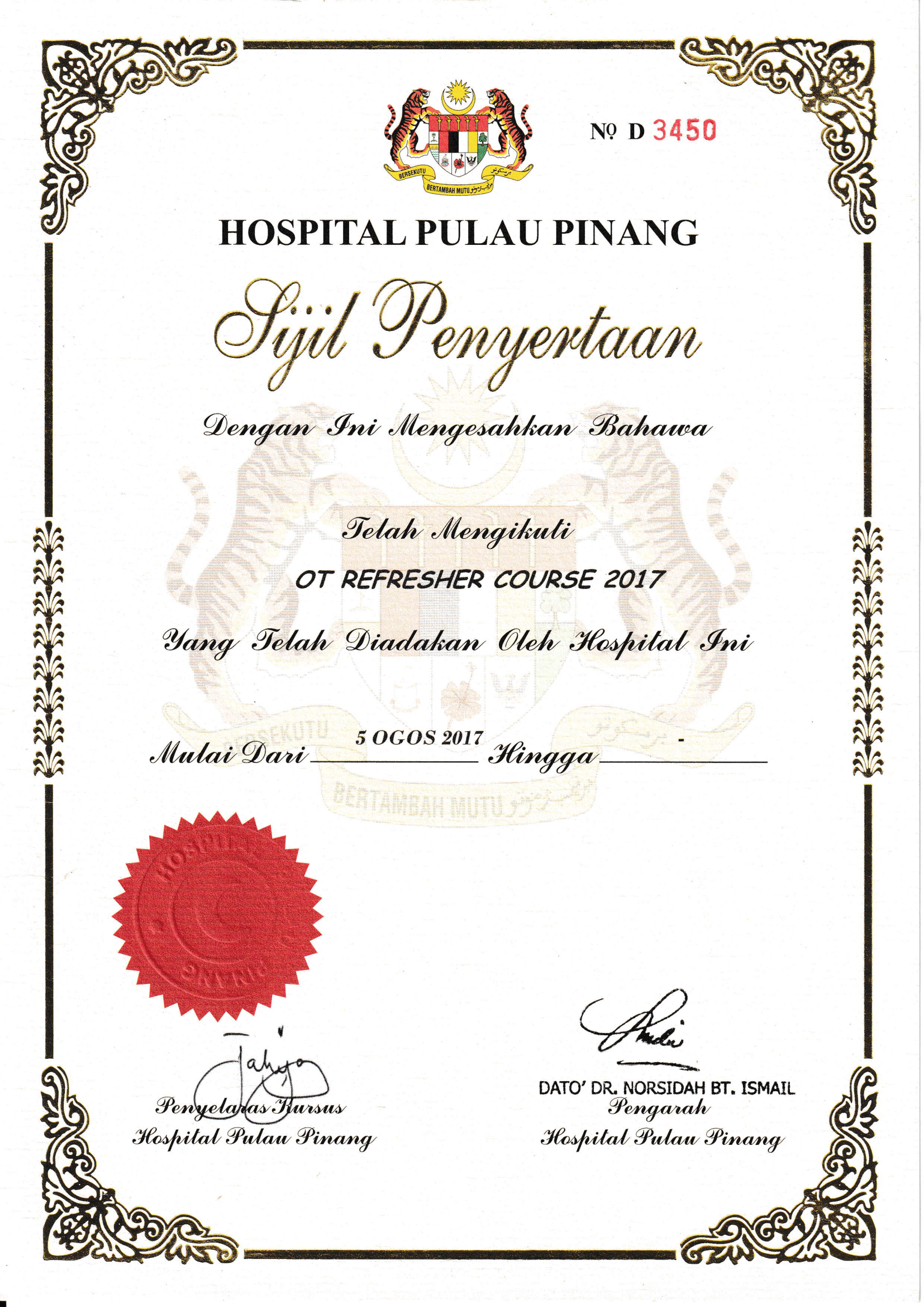 Elquest Medident certificate 15