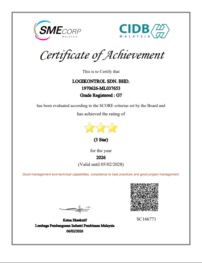 Logikontrol SME Corp certificate of achievement